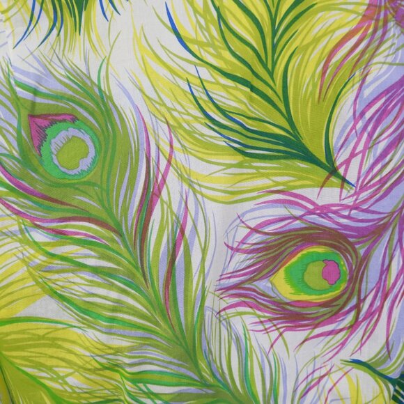 Nanette Lepore Peacock Print Top Women 2 White Boho Unique Artsy Creative Whimsy - Picture 14 of 16